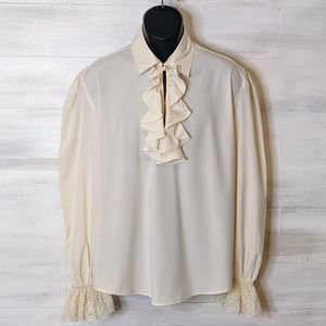 Coofandy Men's Cream Historical Victorian Pirate Style Men's Shirt Size Medium